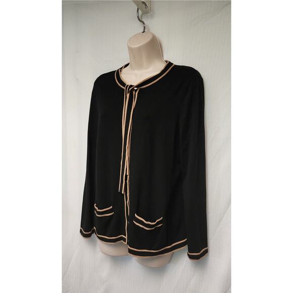 Talbots Petite LP 2PC Cardigan Sweater/ Free Top Black/ Brown - Picture 5 of 14